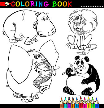 动物,上色画册,书页