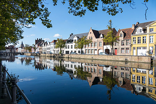 风景,运河,布鲁日,西佛兰德省,比利时