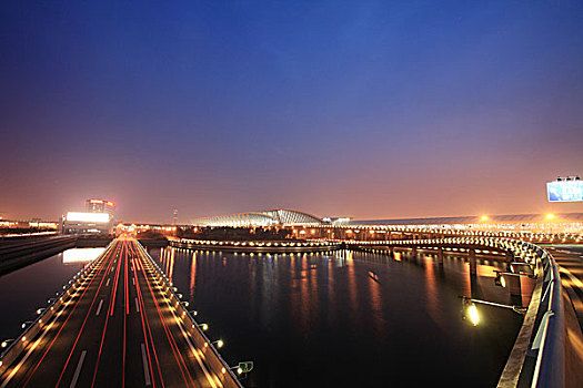 道路,市区,夜晚,上海