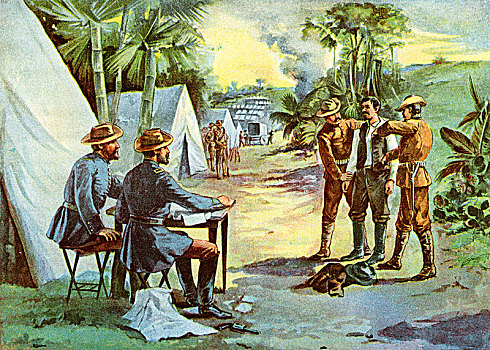 西班牙人,侦探,露营,战争,1898年,艺术家,未知