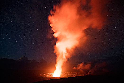 喷发,火山口,基拉韦厄火山,夏威夷,美国,北美