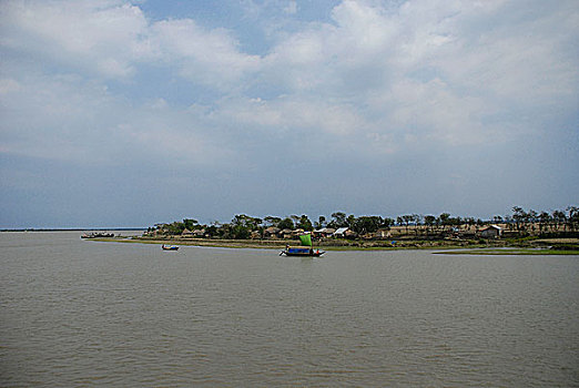 乡村,堤岸,河,库尔纳市,孟加拉,二月,2008年