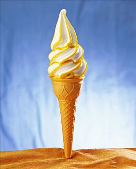冰淇淋蛋卷,即食冰淇淋,香草,橙色