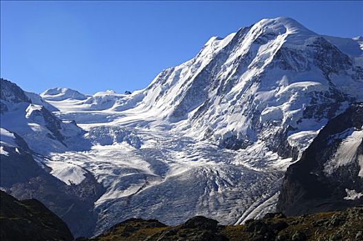顶峰,冰河,策马特峰,瓦莱,瑞士