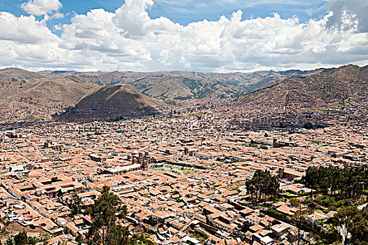 宽,风景,库斯科,历史,中心,围绕,山,世界遗产,库斯科市,秘鲁,南美