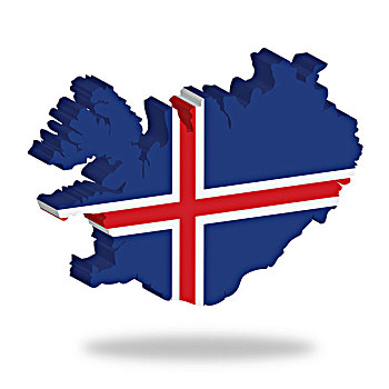 轮廓,旗帜,冰岛,悬空