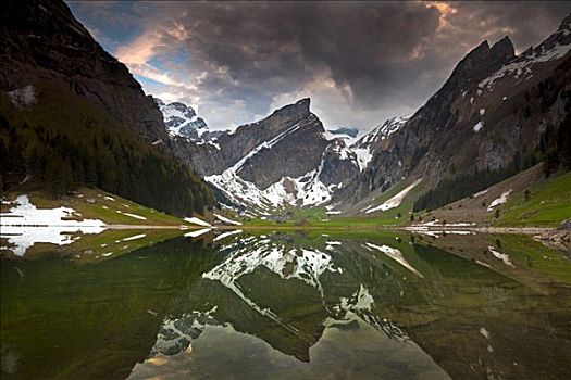 湖,山脉,瑞士,欧洲
