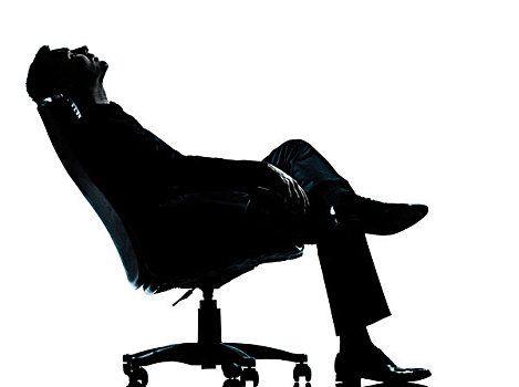 一个,商务,男人,坐,扶手椅,放松,剪影
