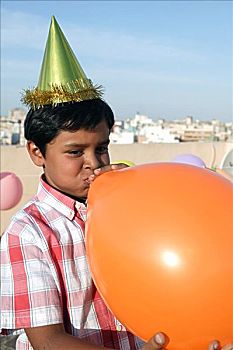 男孩,膨胀,气球,生日,聚会
