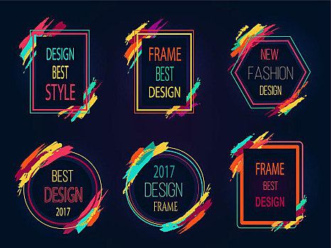 设计,最好,风格,象征,矢量,插画,时尚,不同,选择,彩色,框架,形状,圆,长方形