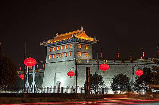 西安古城墙南门夜景