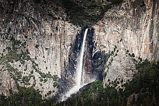 俯拍,瀑布,落基山脉,优胜美地国家公园,加利福尼亚,美国