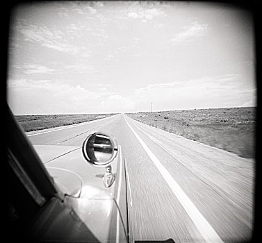 荒芜,道路,老,汽车,窗户,翼,镜子,前景,电话,杆,远景,新墨西哥,美国