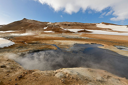 喷气孔,硫,蒸汽,地热,区域,山,米湖,冰岛,欧洲