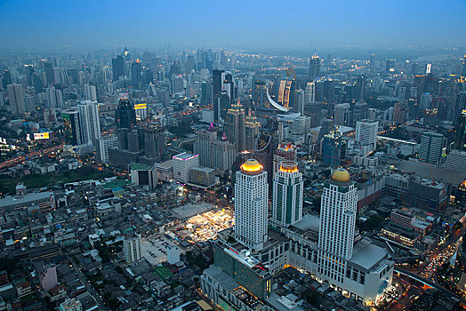 天际线,城市风光,风景,摩天大楼,黎明,曼谷,泰国,亚洲