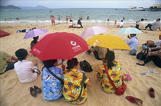 中国,海南岛,三亚,大东海,海滩,游客,乐趣
