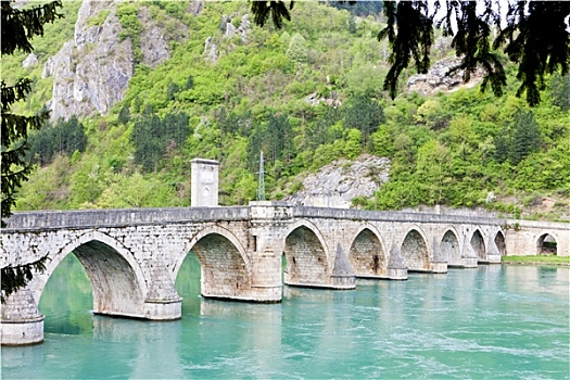 桥,上方,河,波斯尼亚