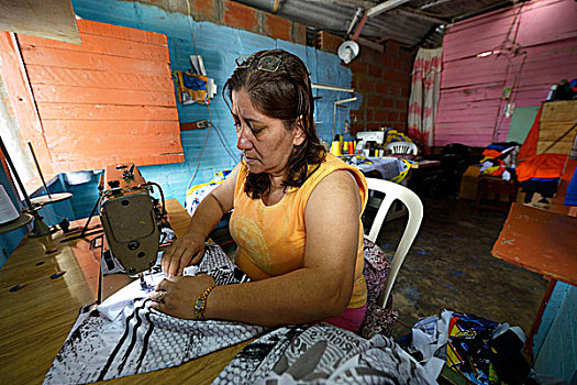 女裁缝,贫民窟,哥伦比亚,南美
