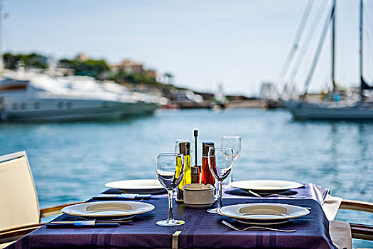 餐馆,码头,马略卡岛,西班牙