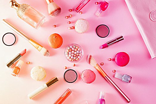 化妆,商品,蛋白杏仁饼干,粉色背景