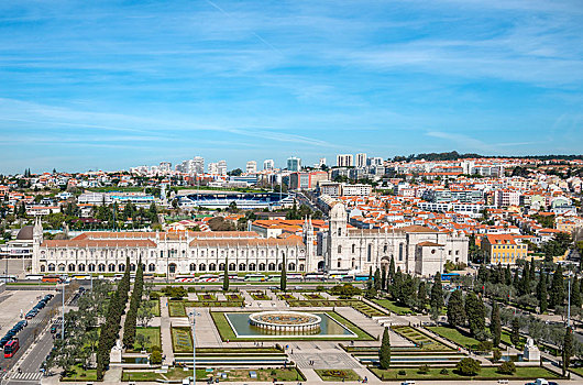 喷泉,俯视,寺院,世界遗产,里斯本,葡萄牙,欧洲