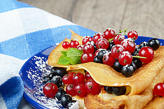 美味,自制,薄煎饼,蓝莓,红浆果