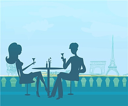年轻,情侣,调情,饮料,香槟,巴黎
