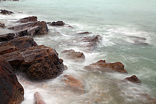 北海,银滩,礁石,沙滩,浴场,游客,海水,海浪,风光,自然,冠头岭,砥柱