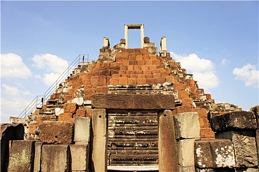 上面,高棉,金字塔,庙宇,吴哥窟,柬埔寨