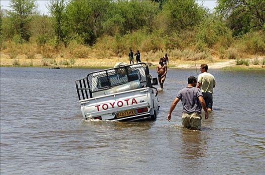 四轮驱动,吉普车,河,建议,博茨瓦纳,非洲