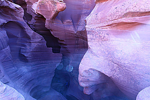 红砂岩,岩石,纹理,羚羊峡谷,峡谷,山谷,亚利桑那州,北美洲,美国,自然,风景,阳光,日出,蓝天,全景,文化,景点,旅游