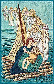 英国,广告,矿物质,水,梅里特,1893年,纯,英格兰,欧洲