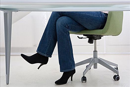 腿,女人,书桌