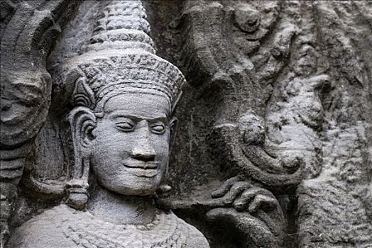 雕塑,印度人,神,吴哥窟,庙宇,收获,柬埔寨,东南亚