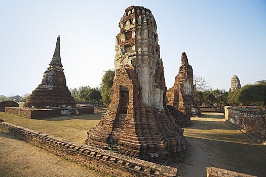 古老,佛塔,玛哈泰寺,庙宇,大城府,历史,公园,泰国