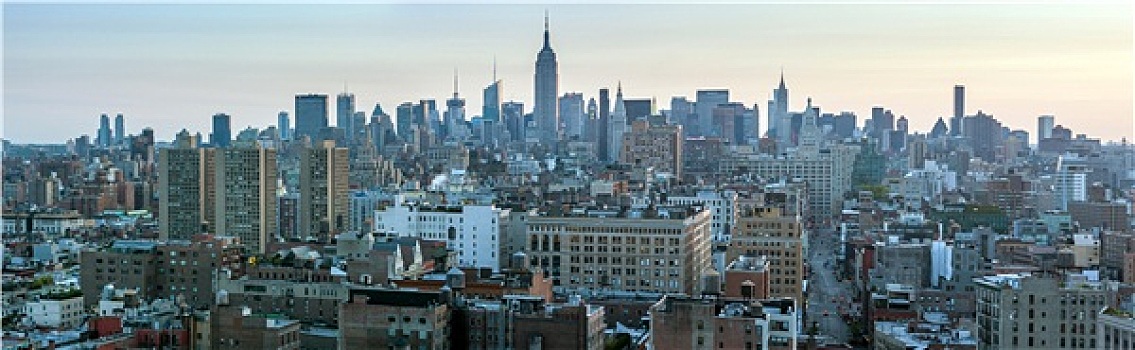 美国,纽约,四月,曼哈顿,天际线,航拍,街道,摩天大楼