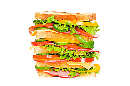 巨大,三明治,隔绝,白色背景