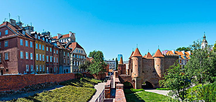 城墙,老,房子,历史,中心,华沙,省,波兰,欧洲
