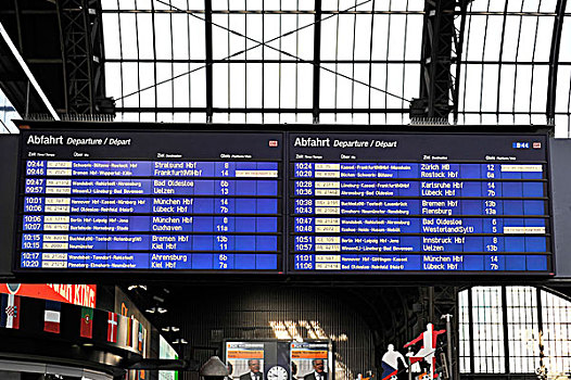 展示,离开,火车站,汉堡市,德国,欧洲