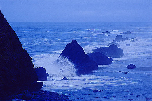 碰撞,波浪,石头,俄勒冈海岸,俄勒冈,美国