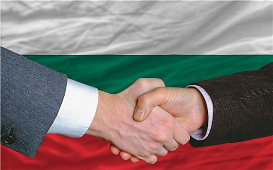 商务人士,握手,交易,正面,保加利亚,旗帜