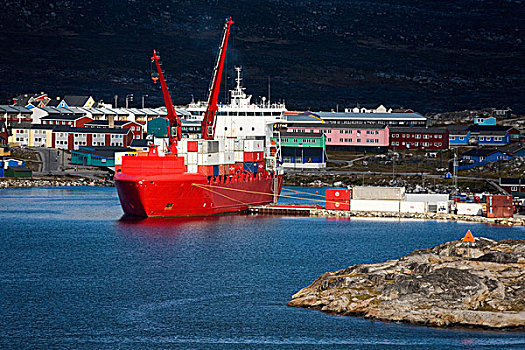 集装箱船,港口,纳诺塔利克,格陵兰