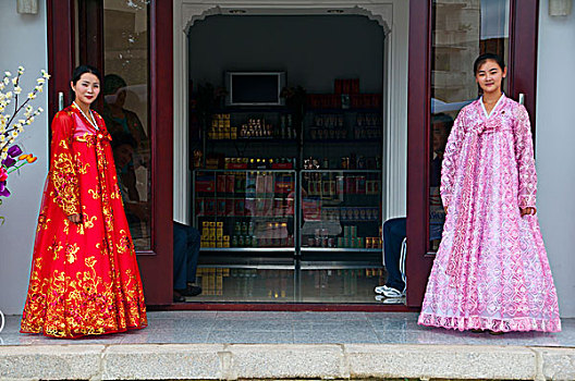 彩色,传统,衣服,女人,高丽博物馆,开城,朝鲜