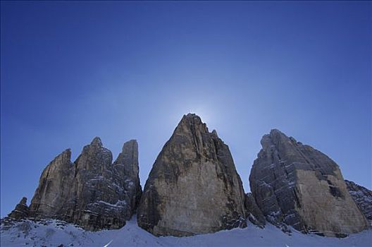 意大利,三个山峰,山谷,高,多罗迈特,阿尔卑斯山,欧洲