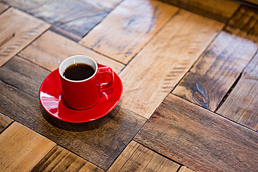 红色,杯子,浓咖啡,桌上,咖啡馆