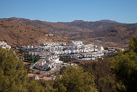 风景,蒙特卡罗,白色,住宅开发,山景,马拉加,安达卢西亚,西班牙,欧洲