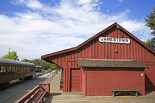 列车,火车站,州立历史公园,詹姆斯敦,加利福尼亚,美国