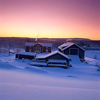 房子,冬天,瑞典