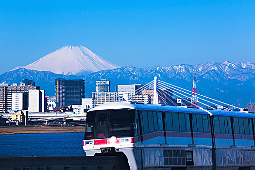 山,富士山,单轨铁路