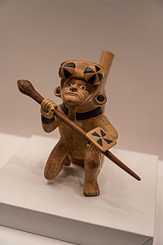 秘鲁拉斯瓦卡斯博物馆莫切文化战士形陶瓶